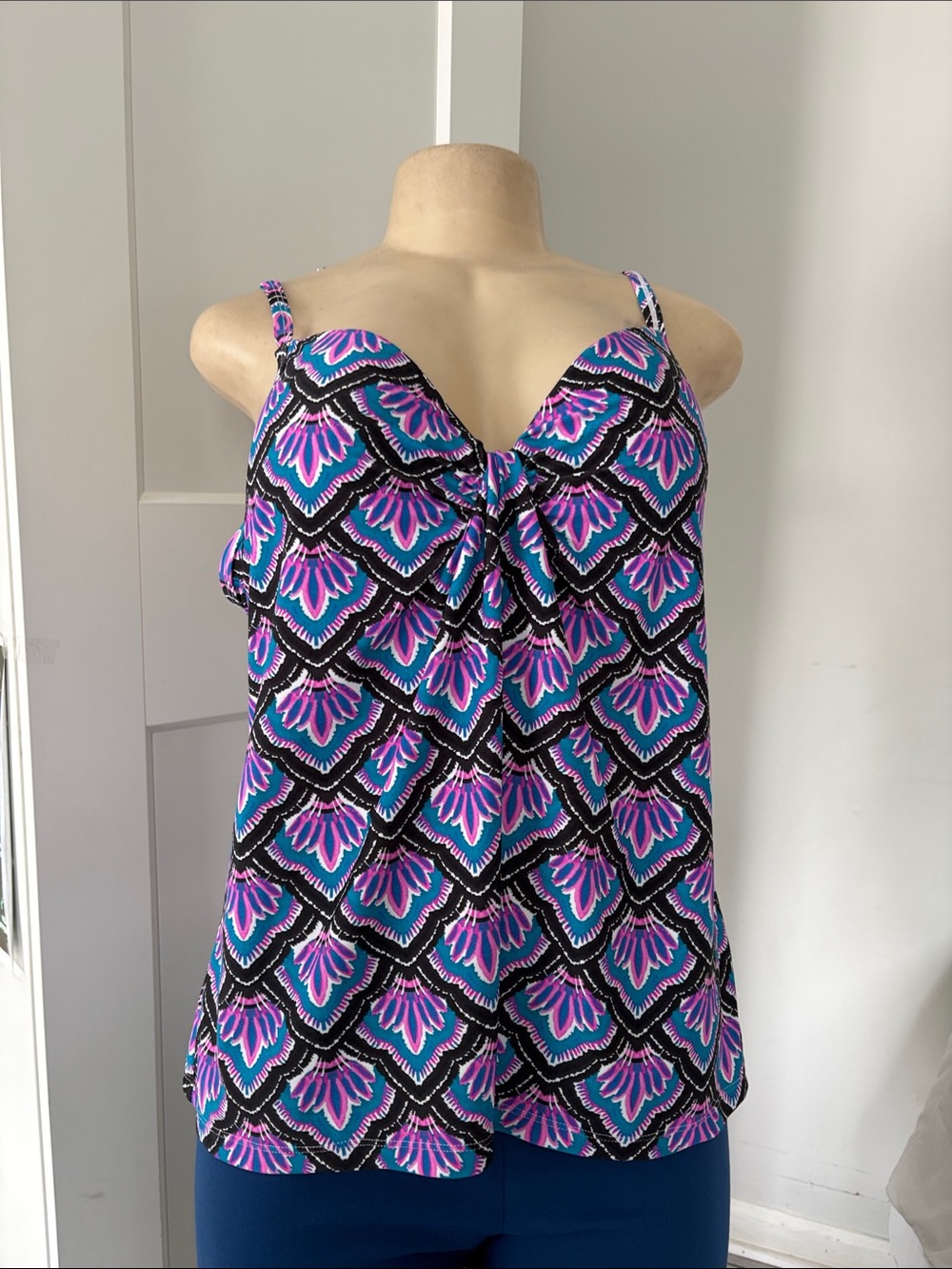 Island Escape Purple & Teal Printed Strap Top